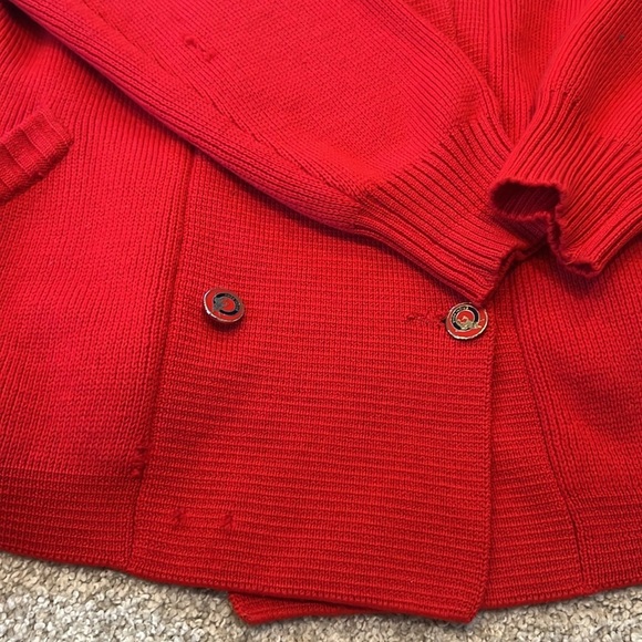 Brioni Roma Red Vintage Polo 100% Lana (Wool) Cardigan - Picture 4 of 12